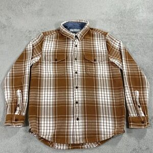 Outerknown Brown and White Plaid Casual Button Down Shirt